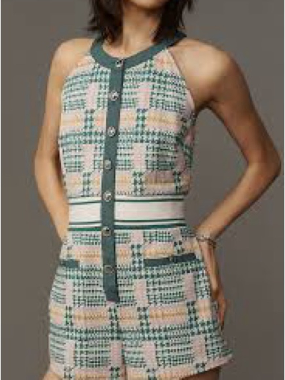 NET Maeve Anthropologie Sleeveless Button Front Romper